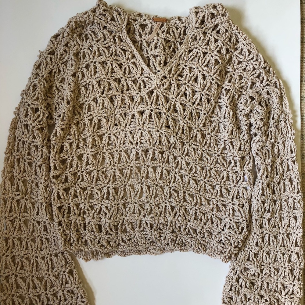 Free People crochet knit sweater